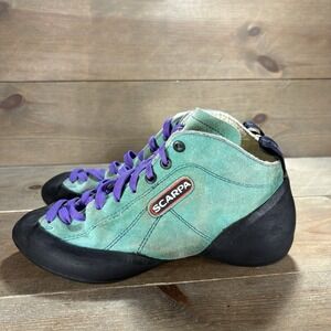 scarpa brio womens size 38.5 climbing shoes green athletic bouldering